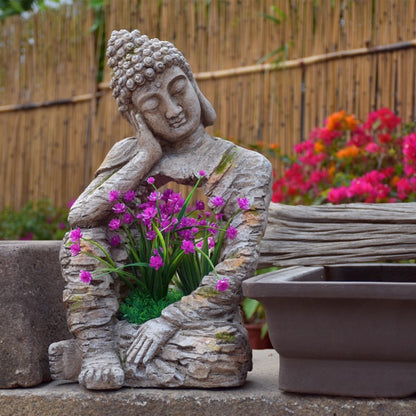 Estatua de Buda Zen de resina, maceta para flores, paisaje de patio, diseño de balcón, decoración de jardín