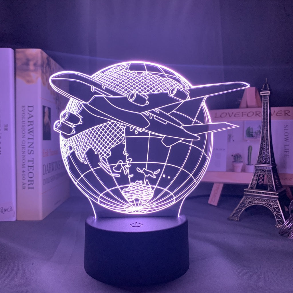 Lámpara 3d personalizada, holograma de avión, luz nocturna para bebé, luz nocturna personalizada con nombre, decoración para dormitorio infantil, luz de noche Led 3d