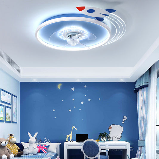 Ventilateur de plafond de restaurant nordique rond ultra-mince pour enfants modernes et simples