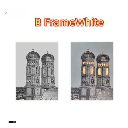 Retro Bell Tower Light Painting Decoration