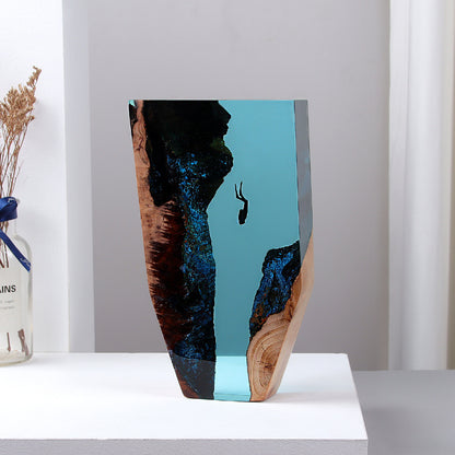 Support de lampe artistique créatif en résine et bois massif, décoration de bureau pour plongeur de grotte Marine, veilleuse, cadeau d'anniversaire, bijoux