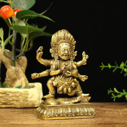 Pure Copper Six-arm Mahakala Buddha Statue Nepalese Tantra Ornament