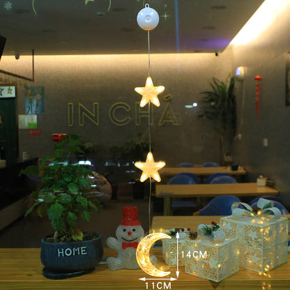 3 piezas de luces LED de Navidad con forma de estrella para colgar en el árbol de Navidad, lámpara con ventosa, adornos para ventanas, decoración para el hogar, Navidad, Año Nuevo, decoraciones navideñas