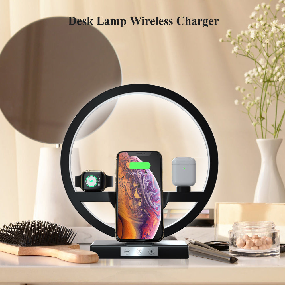 Support de chargeur sans fil, lampe de Table, interrupteur tactile, chargeur 10W pour Apple Watch, téléphones portables, écouteurs