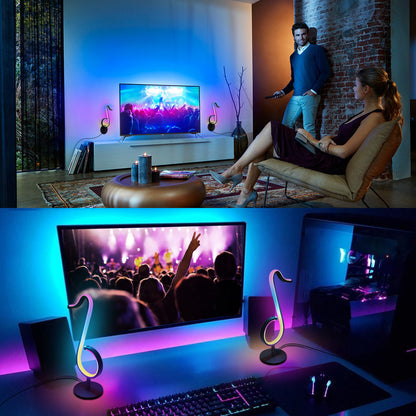 Lumière d'ambiance LED intelligente avec télécommande, application intelligente, veilleuse rotative à 180 °, lampe de chevet de bureau pour la décoration de la maison