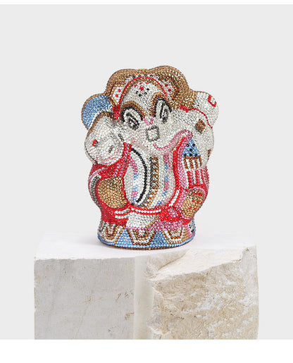 Hand-stuck Diamond Indian God Red Carpet Clutch