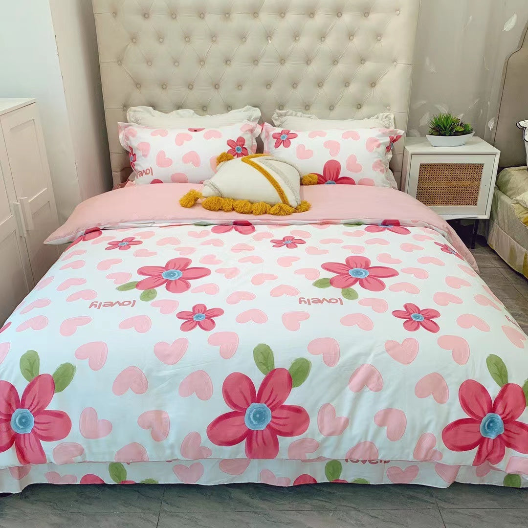 Juego de cuatro piezas de cama de algodón con estampado simple de moda para el hogar