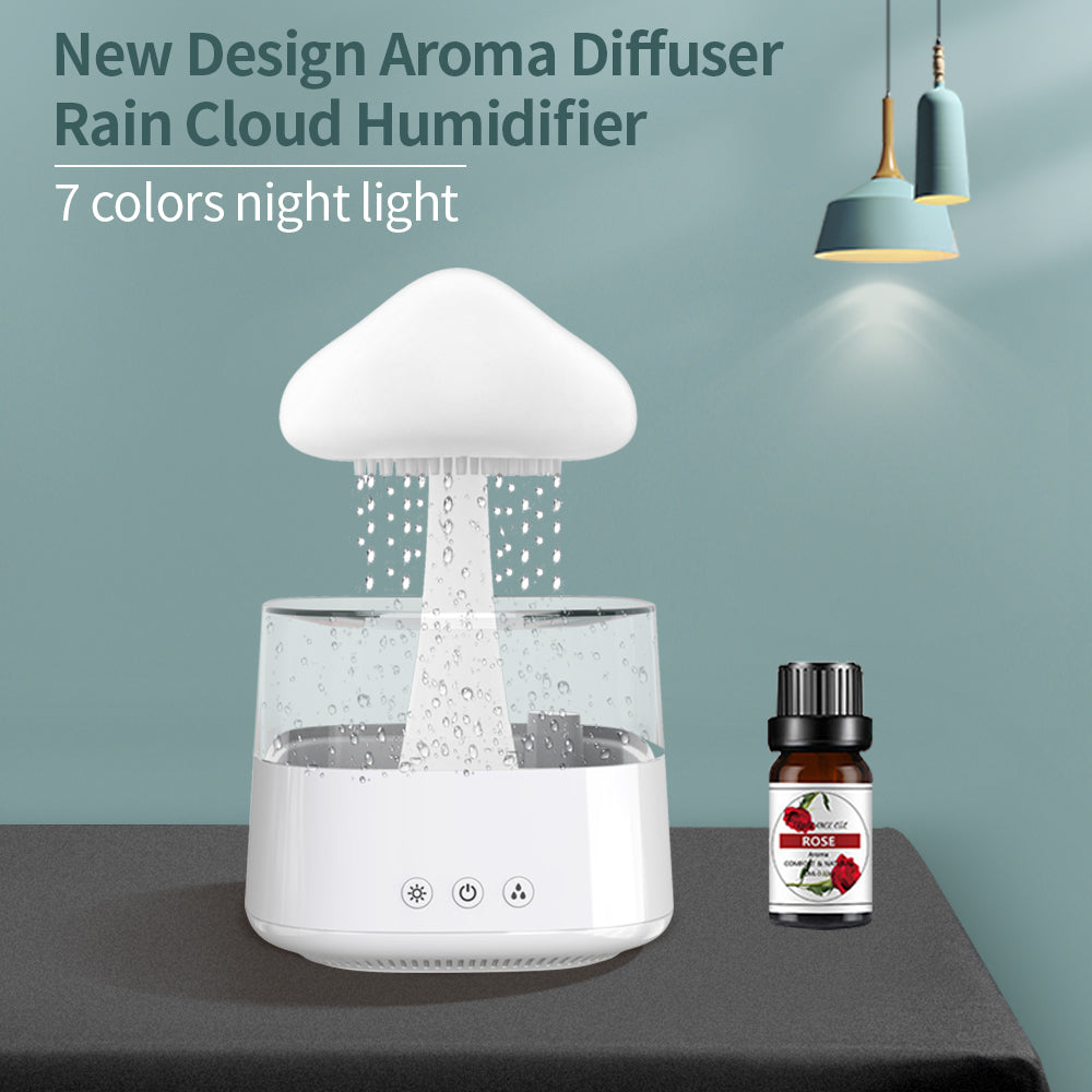 Usine en gros nouveau nuage de pluie USB humidificateur goutte à goutte d'eau champignon nuage de pluie diffuseur goutte d'eau son arôme lampe pour la maison