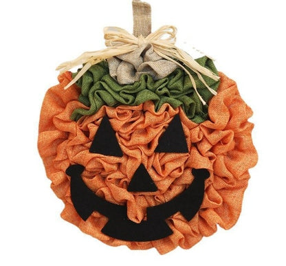 Couronne de citrouille d'automne pour Halloween, pendentif artificiel à suspendre à la porte d'entrée