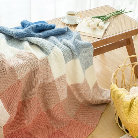 Gradual Color Checkered Handmade DIY Woven Blanket Material Bag