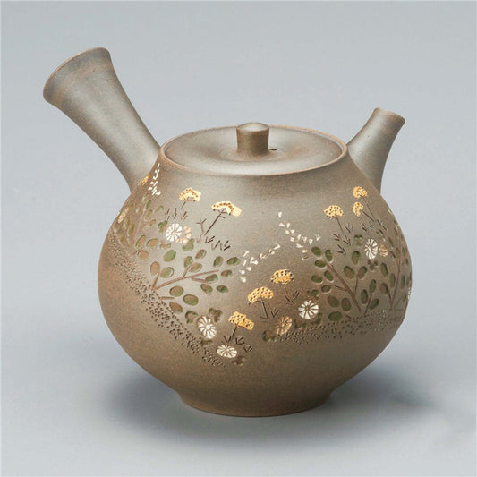 Tokoname Burnt Jade Light Made Green Clay Ball Square Teapot