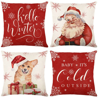 Home Decoration Christmas Pillow Cover Four-piece Set