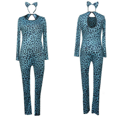 Disfraz de Halloween con estampado de leopardo para cosplay, disfraz de discoteca