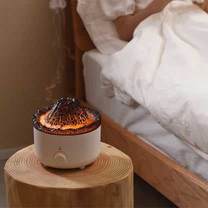 Muet de nouveau petit humidificateur de volcan à flamme simulée humidificateur de flamme diffuseur de volcan décorations pour la maison