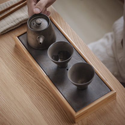 Petite table à thé rétro de stockage d'eau de ménage en bambou