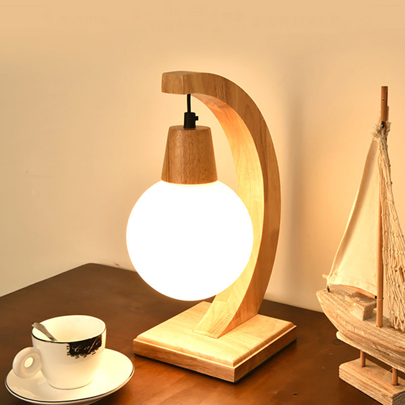 Lampe de table à LED en bois originale et créative de style nordique