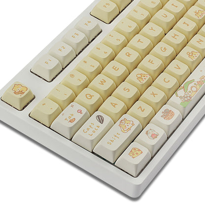 Mechanical Keyboard Keycaps Custard Cute Fit 68 75 98 100 Column Key Cap