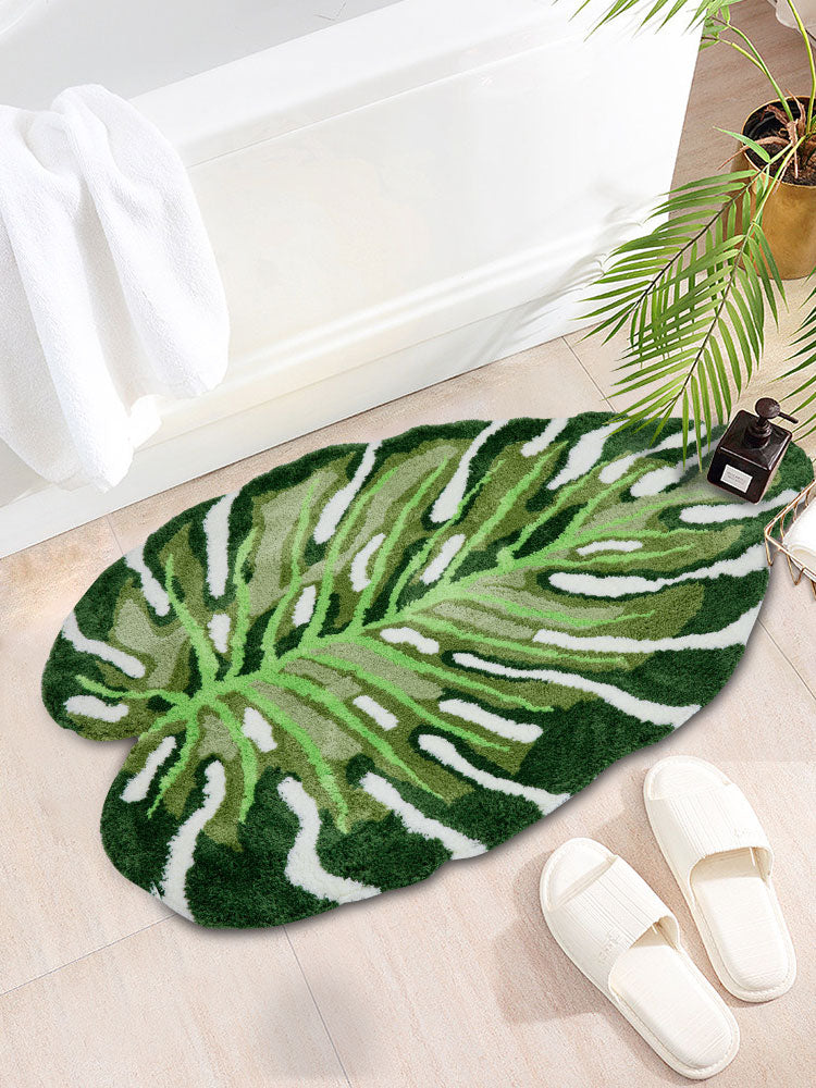 Tapis irrégulier en peluche ultra-fine Monstera Deliciosa