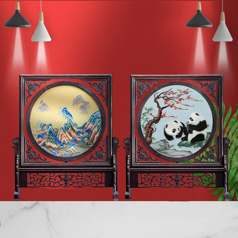 Double-sided Embroidery Table Screen Chinese Handicraft Desktop Ornaments