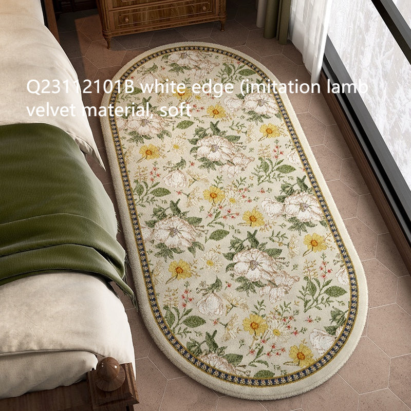 Tapis de chevet rétro de forme spéciale, couverture de chambre à coucher, ovale de haute qualité