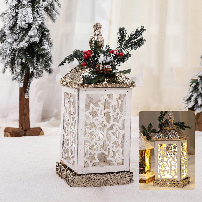 Décorations de Noël - Scène de maison lumineuse en bois