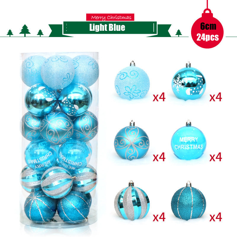 Decoration 6cm24 Colorful Painted Transparent Balls Christmas Ball Set