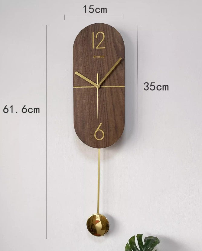 Horloge suspendue silencieuse en bois de noyer d'art créatif