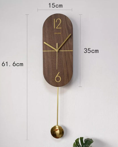 Reloj colgante silencioso de madera de nogal de arte creativo