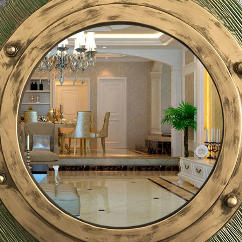 Mediterranean Style Bathroom Decoration Wall Hanging Circular Makeup Mirror