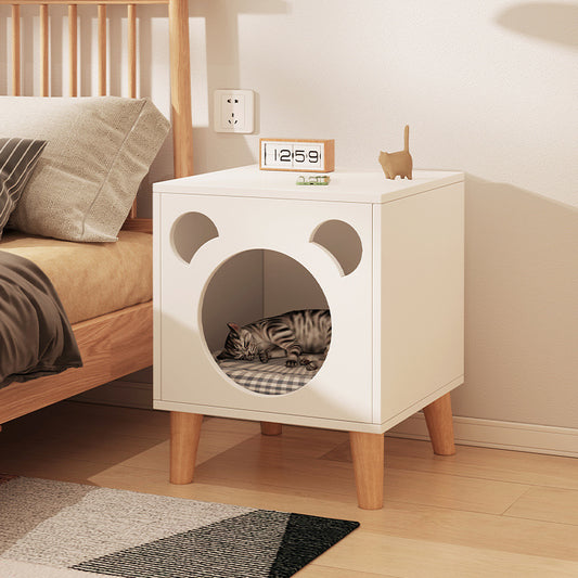 Solid Wood Leg Cat Nest Bedside Table Simple Modern