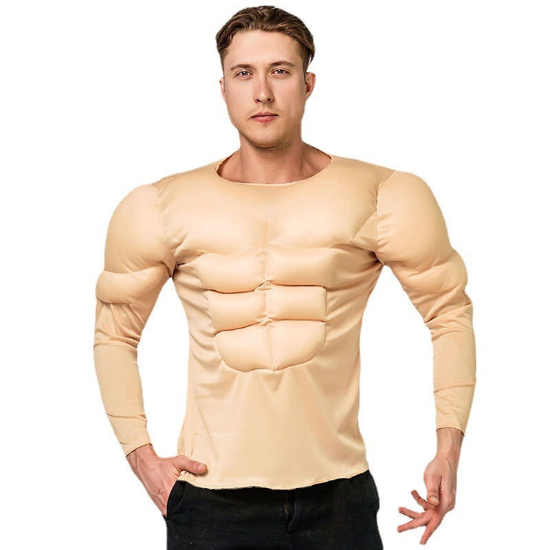 Costume de fête pour hommes Halloween Role Play T-shirt de faux muscles abdominaux transfrontaliers