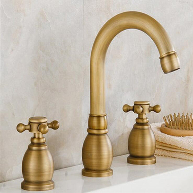 Antique Basin Hot And Cold Water Faucet Three-piece Bathtub Brass