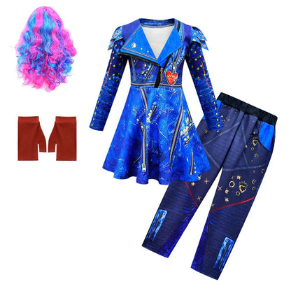 Girls' Blue Color Children's Halloween Costume Set