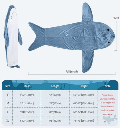 Ambitelligence Shark Blanket Sudadera con Capucha Mono para Adultos y niños, Acogedor Saco de Dormir de tiburón con Disfraz de Franela