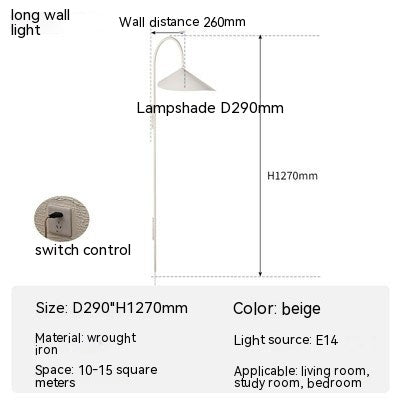 Applique murale de chevet de chambre à coucher, minimalisme nordique, design danois, personnalité créative, lampe d'étude rotative sans fil pour allée