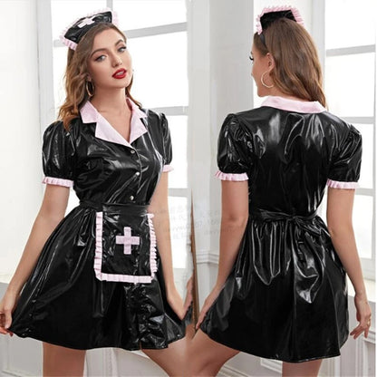 Conjunto de uniforme de escenario para cosplay de Halloween, falda de enfermera