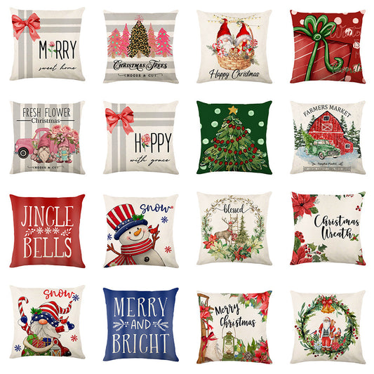 Christmas Decorations Pillow Covers Sofa Square Throw Pillow Cases Stamping Snowflake Waist Cushion Cover Home Bed Decor