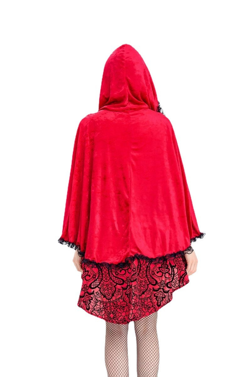 Capa de disfraz de sombrero rojo estilo gótico para Halloween