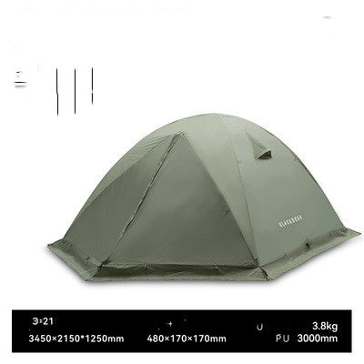 Outdoor Layer Storm-proof Wilderness Camping Hiking Travel Double Thickened Portable Four-season Hilly Tent