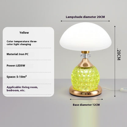 Lampe de table de luxe légère en forme de champignon pour chambre à coucher