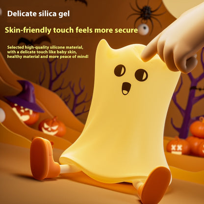 Lámpara de noche de silicona con forma de fantasma para Halloween con control táctil y brillo suave para decoración resistente al agua