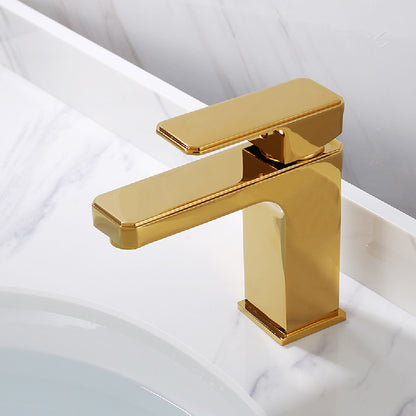 Nordic Full Copper Gold Square Wash Basin Hot And Cold Faucet