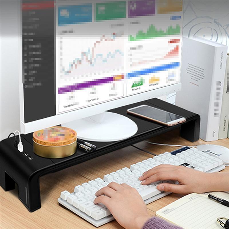 Monitor de computadora portátil con mesa plegable de carga USB con marco elevado