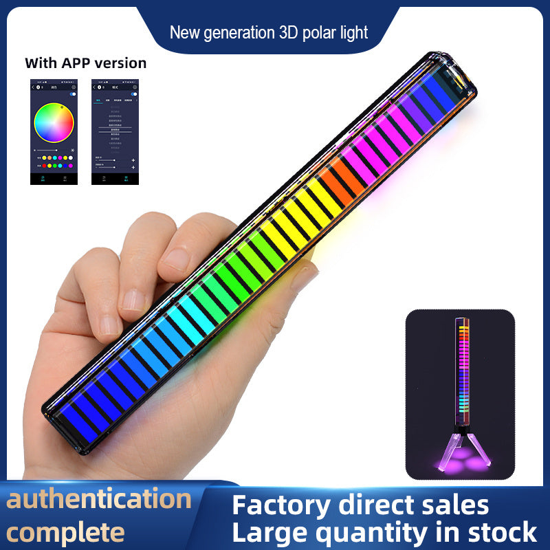 LED Light Voice Atmosphere Light Rechargeable Battery USB Powered Pickup Rhythm Lamp APP Pickup Dimmable RGB Flow Light Bars