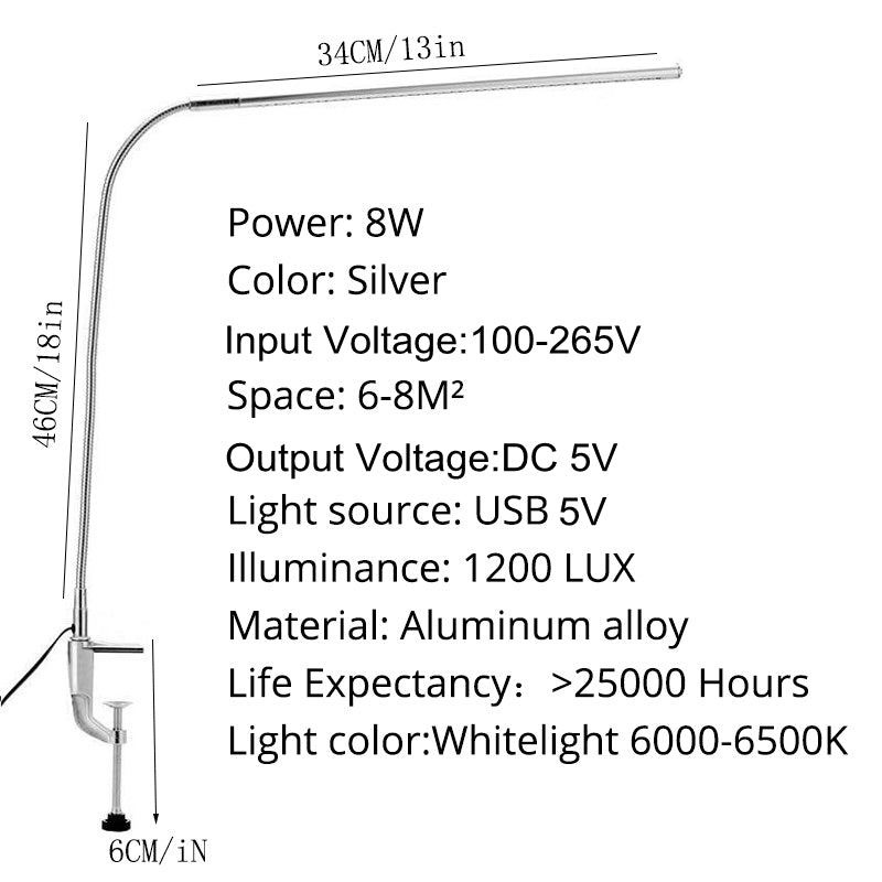 Bedside Reading Work Desk Lamp Clip