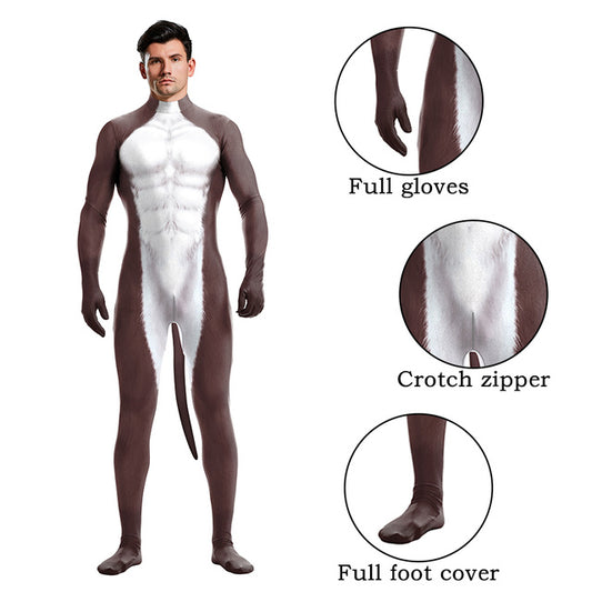 Halloween Bodysuits Zentai With Tail Animal Husky