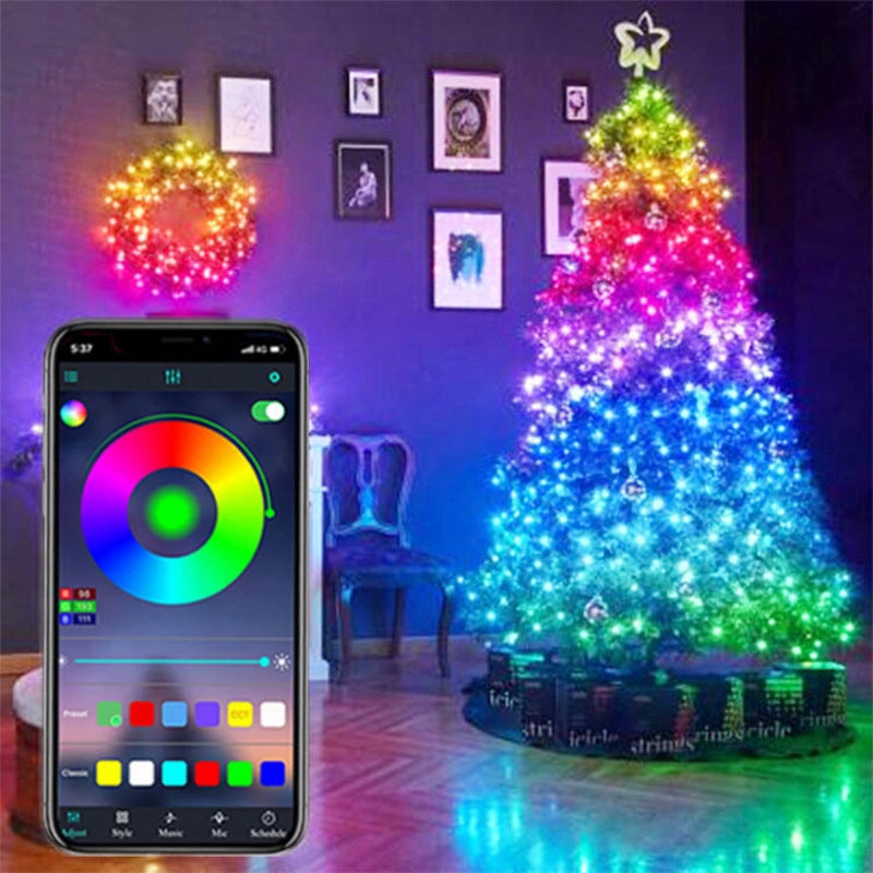 USB intelligent Bluetooth Led fil de cuivre chaîne lumière App contrôle arbre de noël décor nouvel an fée guirlande lumineuse décoration de noël