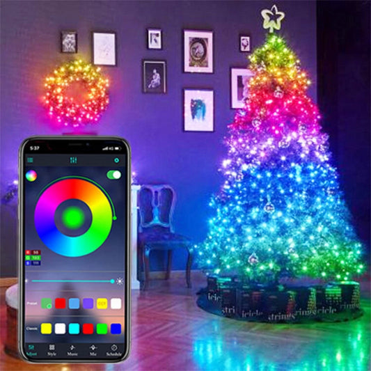 USB inteligente Bluetooth Led alambre de cobre cadena de luz Control de aplicación decoración del árbol de Navidad Año nuevo guirnalda de luces de hadas decoración de Navidad