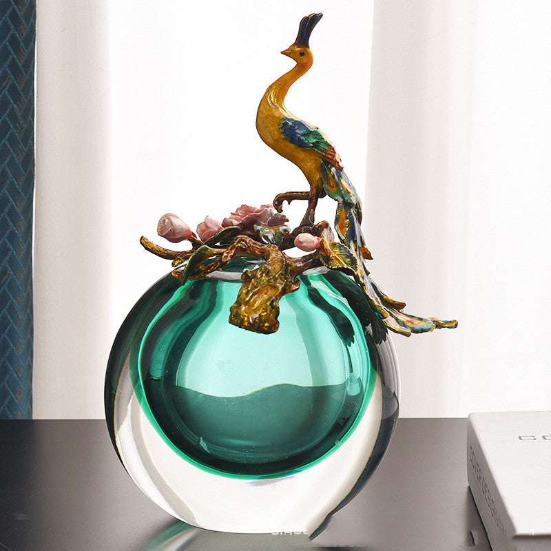 Artisanat d'art de vase en verre de coeur d'océan