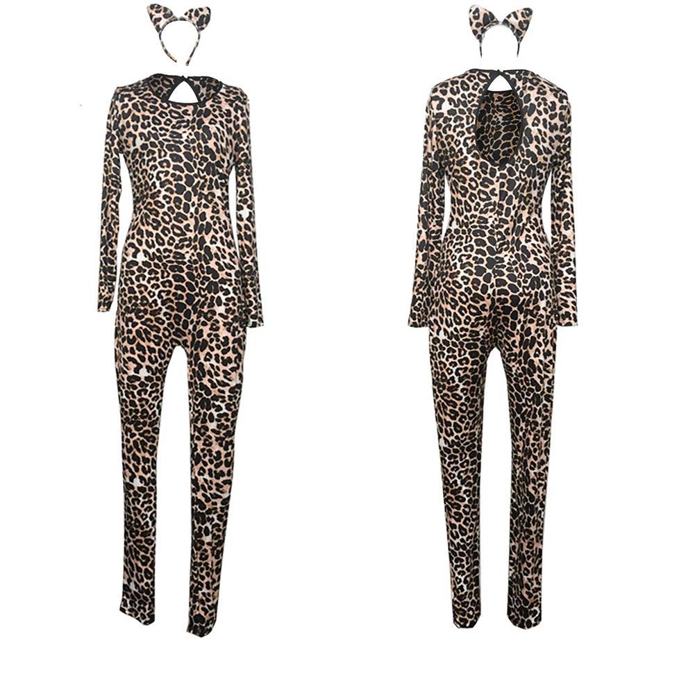 Disfraz de Halloween con estampado de leopardo para cosplay, disfraz de discoteca